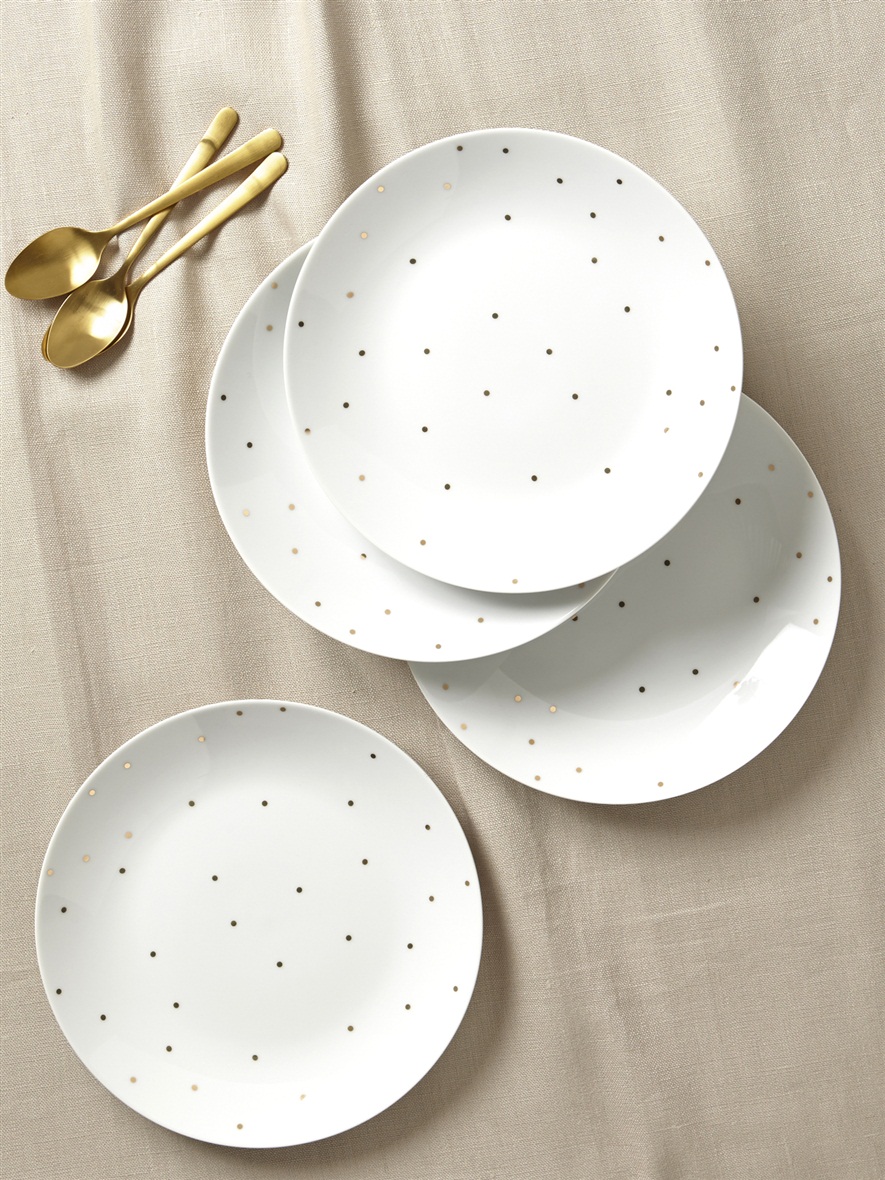 assiettes pois dorees